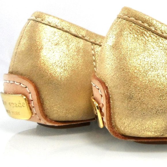 NIB $258 KATE SPADE NY GOLD FRINGED OXFORD BALLET FLATS SLIP ON FLAT LOAFERS - Picture 6 of 9